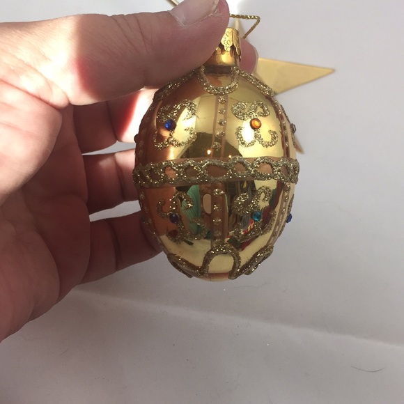 Vintage GKI/Bethlehem Glass Egg shaped embellished Christmas Ornament - Picture 2 of 7